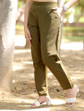Olive Green Cotton Linen Pants - Olive Green Cotton Linen Pants - Palla Jaipur - Palla Jaipur