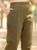 Olive Green Cotton Linen Pants - Olive Green Cotton Linen Pants - Palla Jaipur - Palla Jaipur