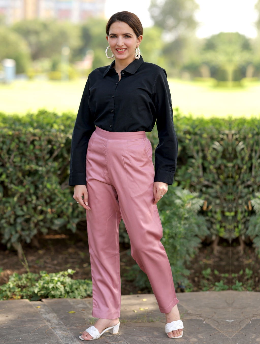 Peach Cotton Formal Pants - Peach Cotton Formal Pants - Palla Jaipur - Palla Jaipur