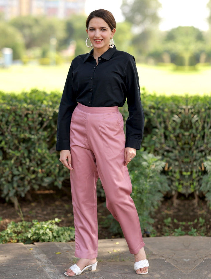 Peach Cotton Formal Pants - Peach Cotton Formal Pants - Palla Jaipur - Palla Jaipur
