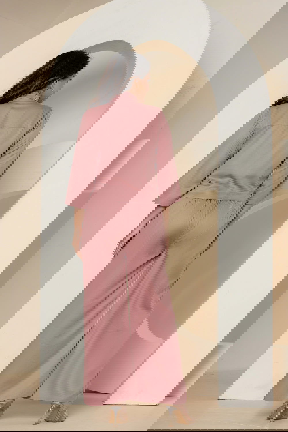 Peach Cotton Waist Shirt - Peach Cotton Waist Shirt - Palla Jaipur - Palla Jaipur