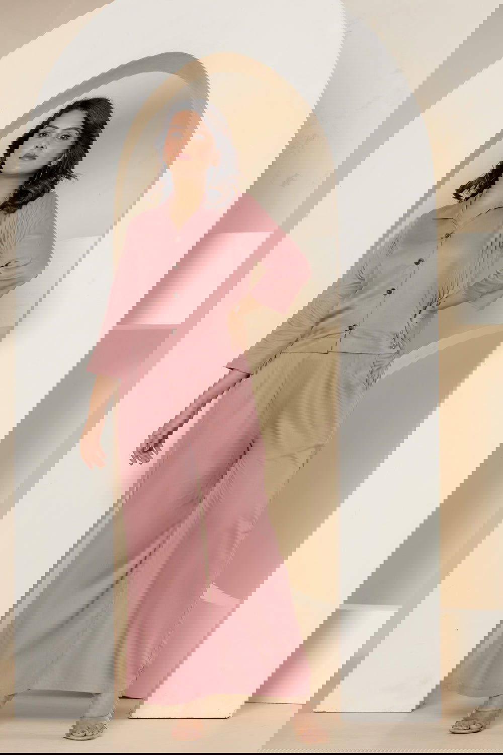 Peach Cotton Waist Shirt - Peach Cotton Waist Shirt - Palla Jaipur - Palla Jaipur