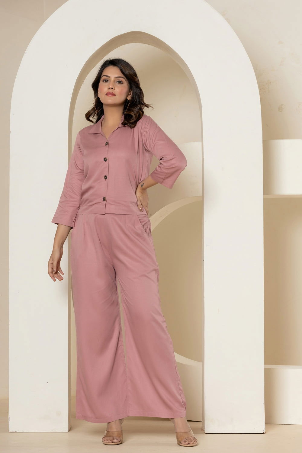 Peach Cotton Waist Shirt - Peach Cotton Waist Shirt - Palla Jaipur - Palla Jaipur