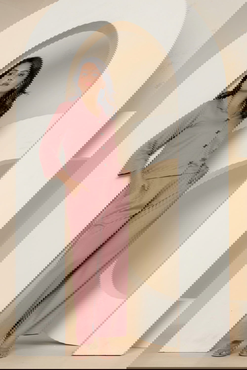 Peach Luxe Cotton Co-Ord Set - Peach Luxe Cotton Co-Ord Set - Palla Jaipur - Palla Jaipur