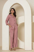 Peach Luxe Cotton Co-Ord Set - Peach Luxe Cotton Co-Ord Set - Palla Jaipur - Palla Jaipur