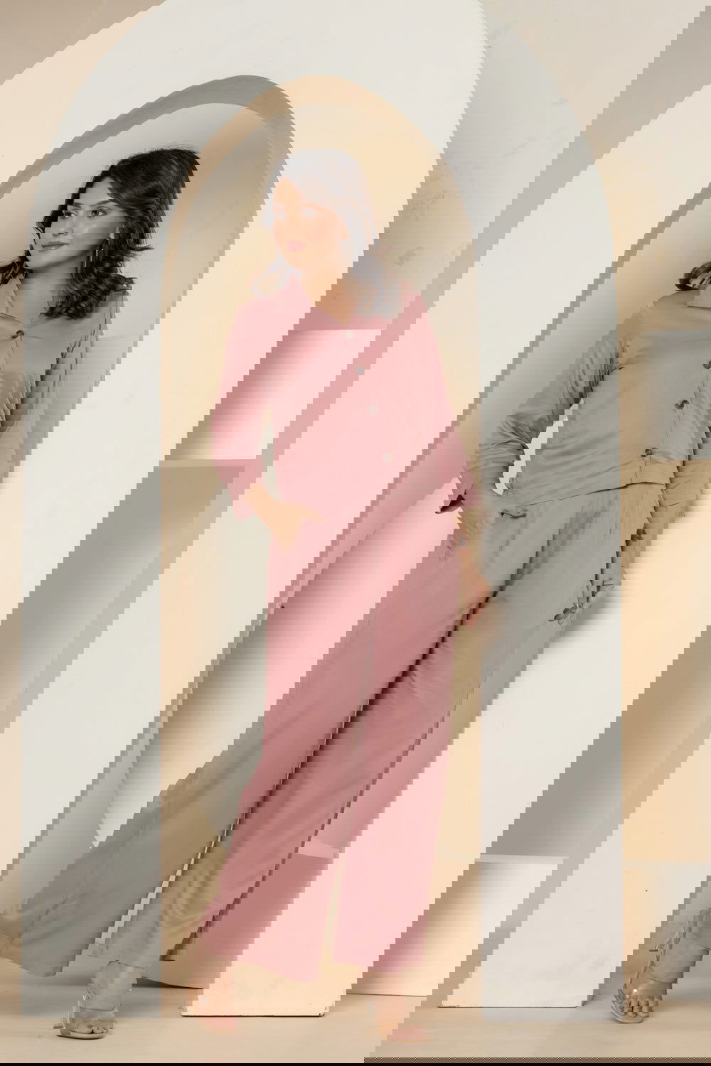 Peach Luxe Cotton Co-Ord Set - Peach Luxe Cotton Co-Ord Set - Palla Jaipur - Palla Jaipur