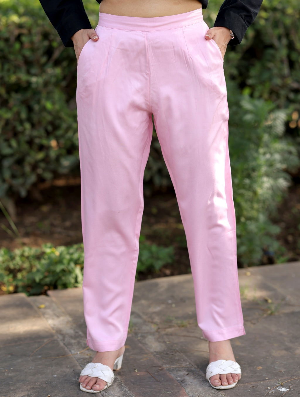 Pink Cotton Formal Pants - Pink Cotton Formal Pants - Palla Jaipur - Palla Jaipur