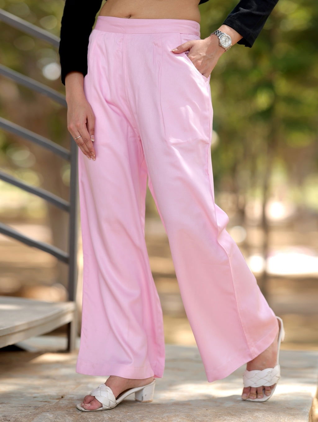 Pink Cotton Wide Leg Pant - Pink Cotton Wide Leg Pant - Palla Jaipur - Palla Jaipur