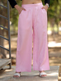 Pink Cotton Wide Leg Pant - Pink Cotton Wide Leg Pant - Palla Jaipur - Palla Jaipur
