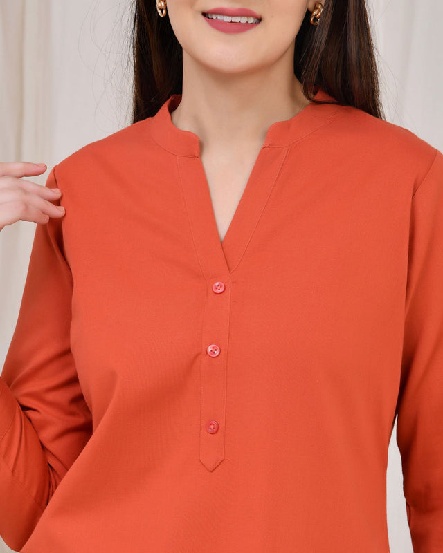 Red Rust Straight Kurti