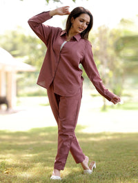 Rose Taupe Cotton Linen Co-Ord Set - Rose Taupe Cotton Linen Co-Ord Set - Palla Jaipur - Palla Jaipur