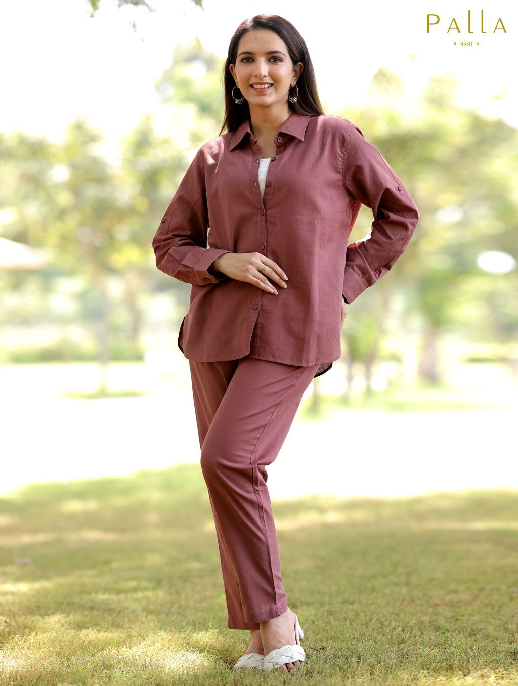 Rose Taupe Cotton Linen Co-Ord Set - Rose Taupe Cotton Linen Co-Ord Set - Palla Jaipur - Palla Jaipur