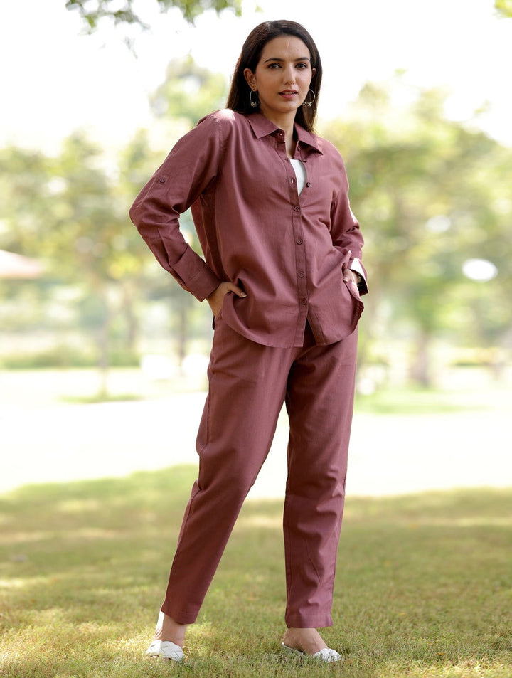 Rose Taupe Cotton Linen Co-Ord Set - Rose Taupe Cotton Linen Co-Ord Set - Palla Jaipur - Palla Jaipur
