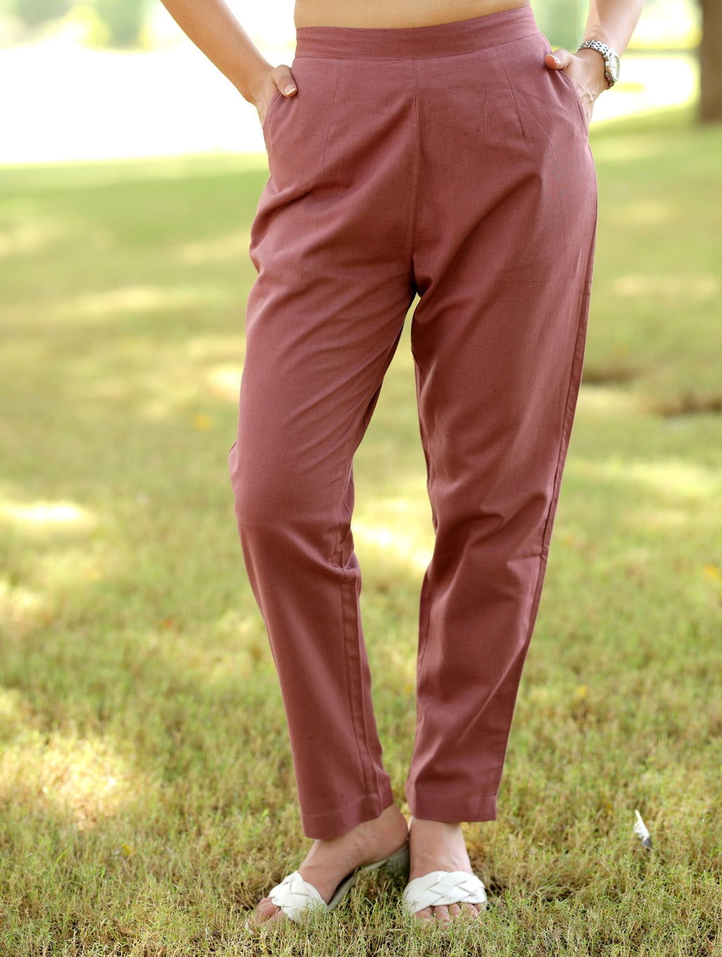 Rose Taupe Cotton Linen Pants - Rose Taupe Cotton Linen Pants - Rose Taupe Cotton Linen Pants - Palla Jaipur - Palla Jaipur - Palla Jaipur