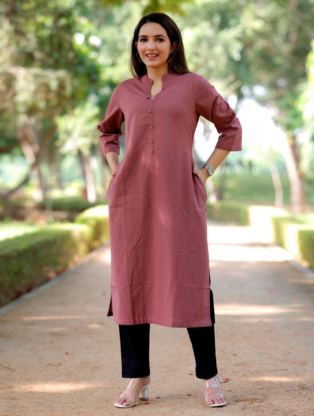 Rose Taupe Straight Kurti - Rose Taupe Straight Kurti - Palla Jaipur - Palla Jaipur