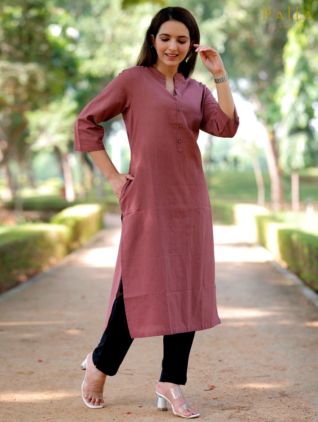 Rose Taupe Straight Kurti - Rose Taupe Straight Kurti - Palla Jaipur - Palla Jaipur