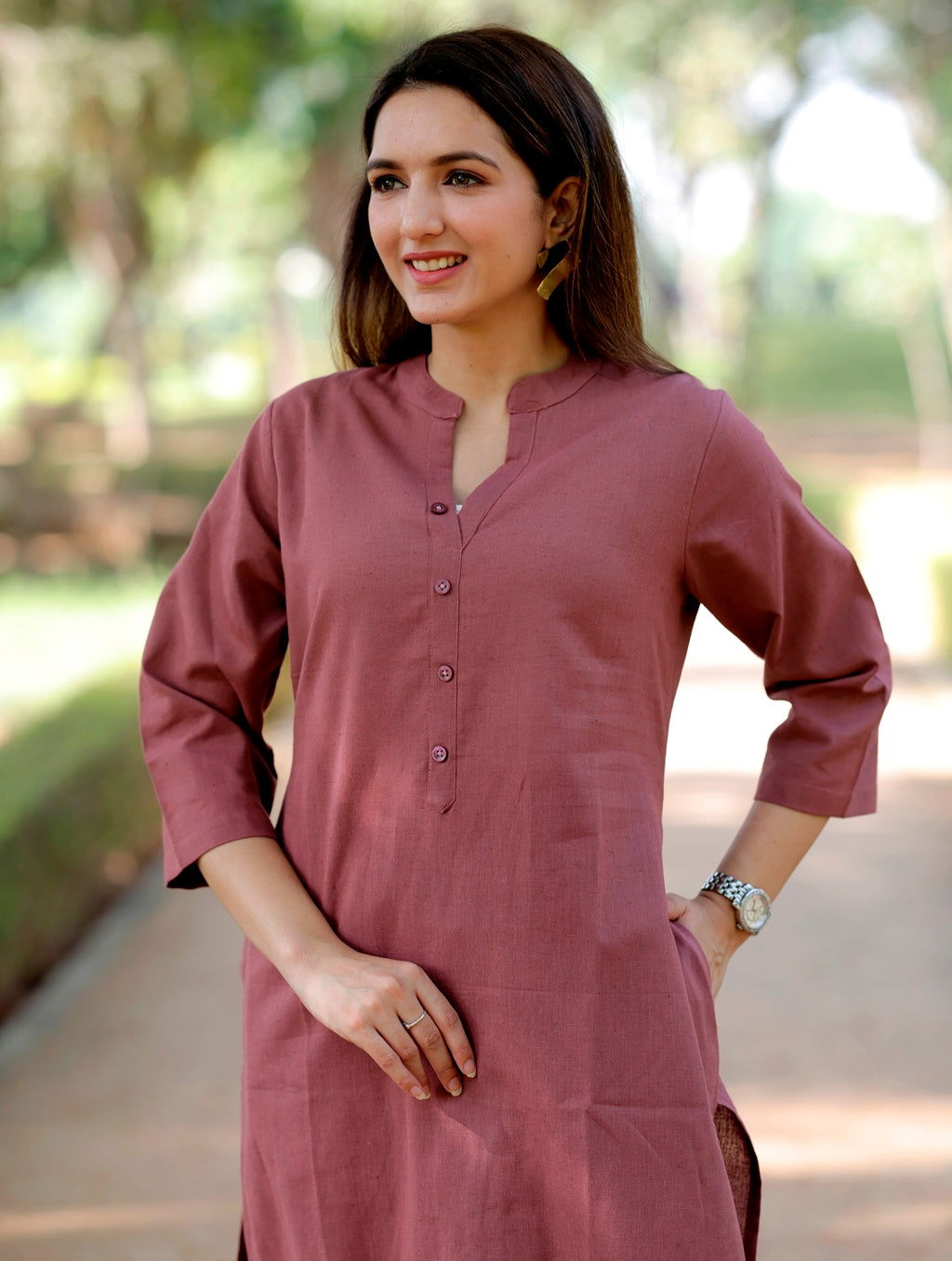 Rose Taupe Straight Kurti - Rose Taupe Straight Kurti - Palla Jaipur - Palla Jaipur