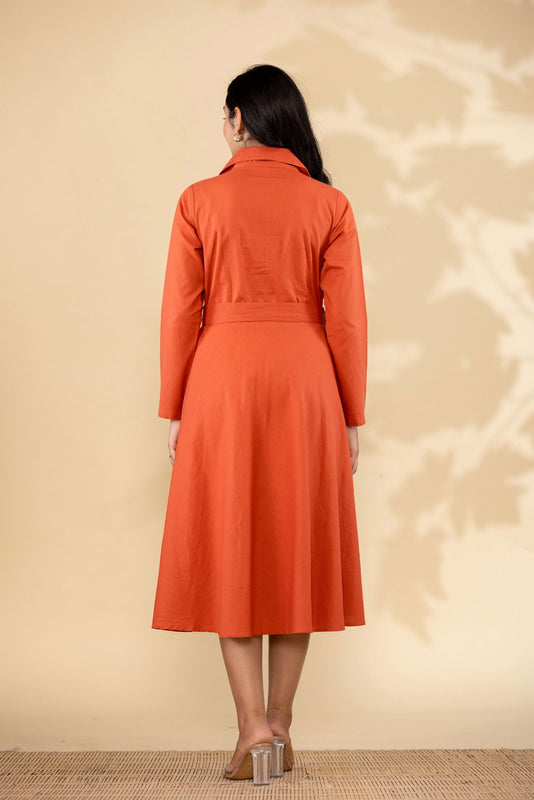 Rust Orange Cotton Princess Dress Palla Jaipur Rust Orange Cotton Princess Dress Palla Jaipur