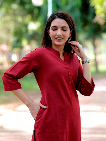 Maroon Straight Kurti