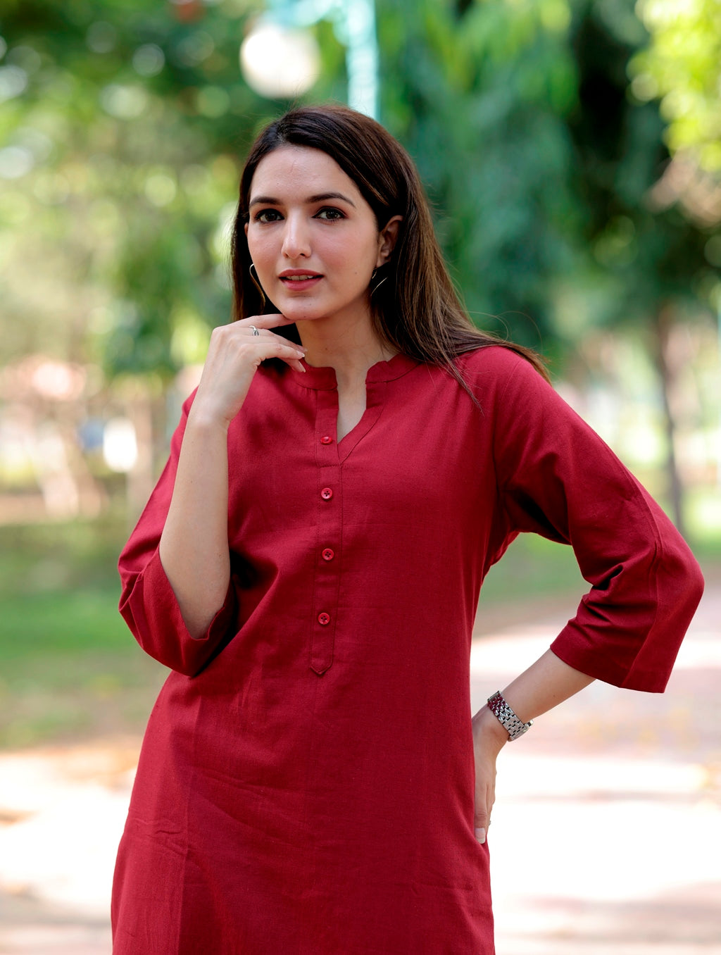 Maroon Straight Kurti