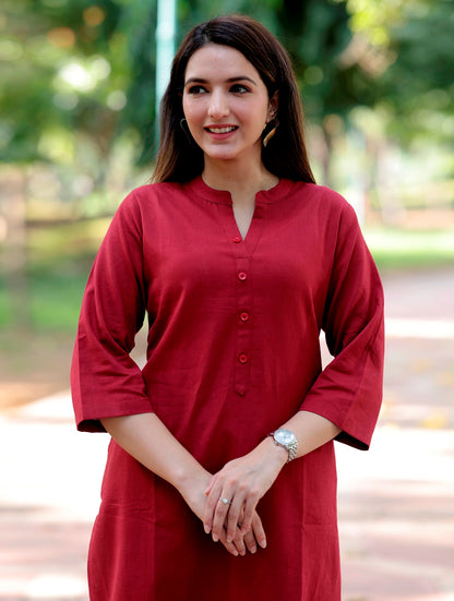 Maroon Straight Kurti