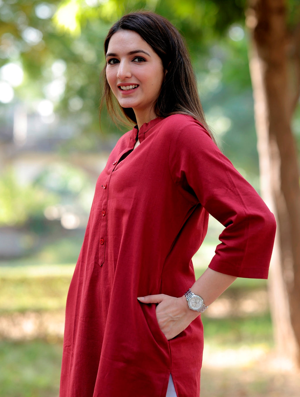 Maroon Straight Kurti