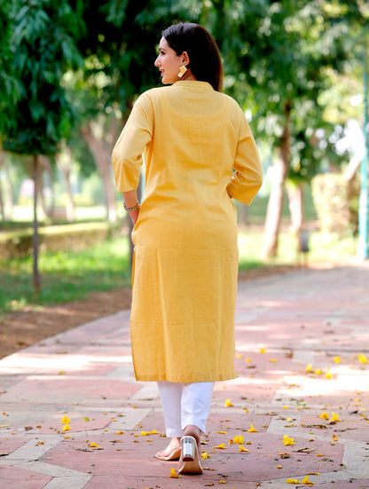 Yellow Straight Kurti