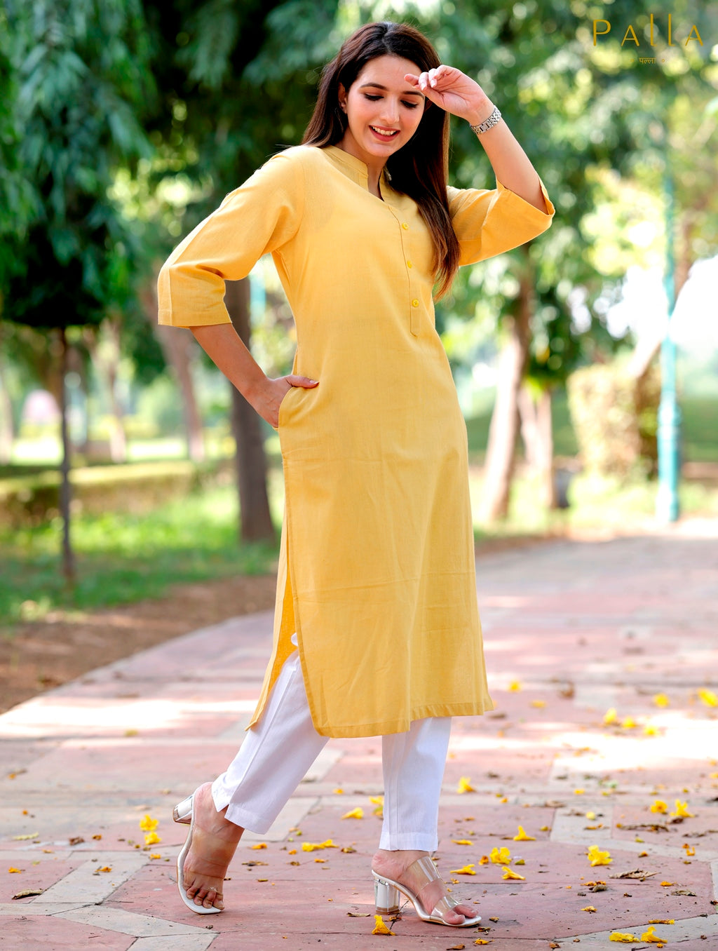 Yellow Straight Kurti