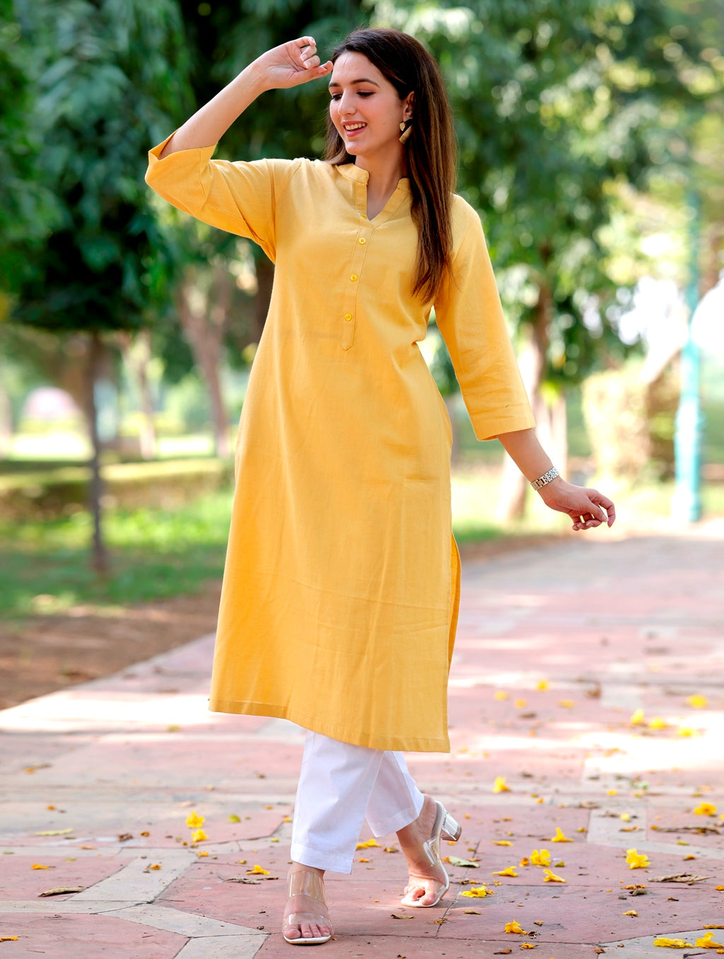 Yellow Straight Kurti