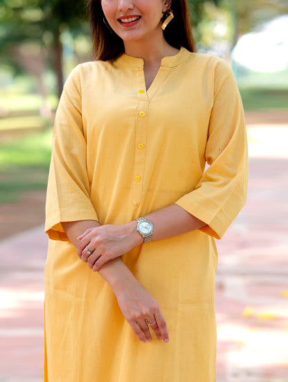 Yellow Straight Kurti