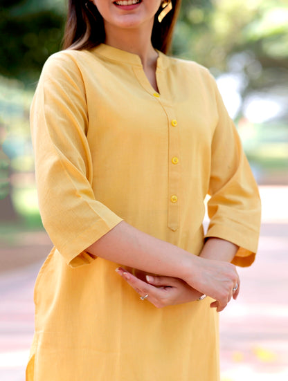 Yellow Straight Kurti