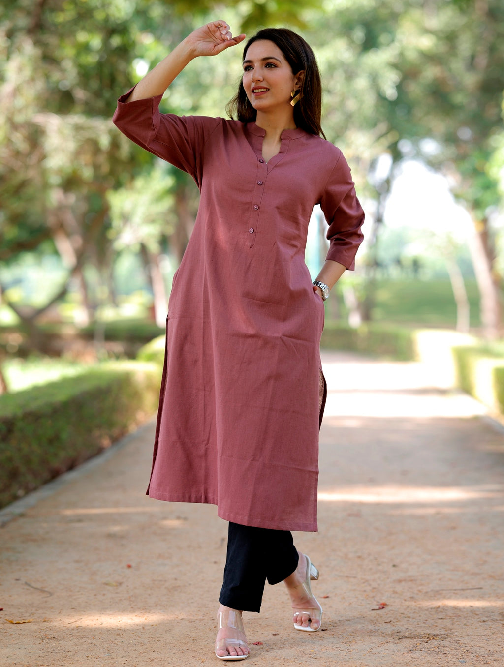 Rose Taupe Straight Kurti