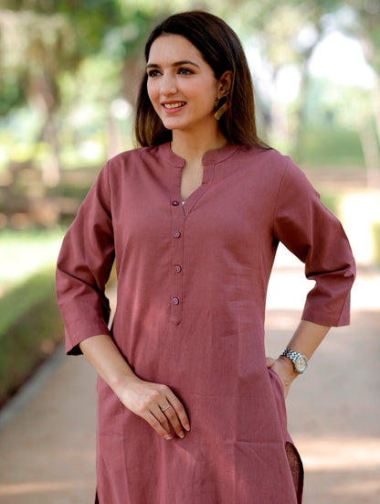 Rose Taupe Straight Kurti