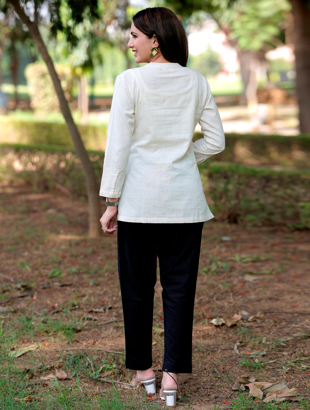 Natural Off White Short Kurti