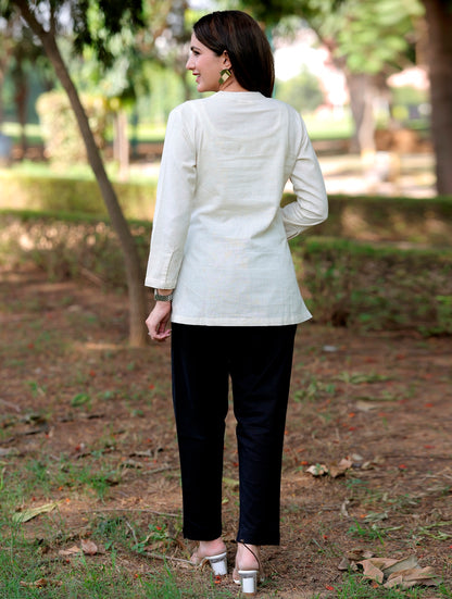 Natural Off White Short Kurti