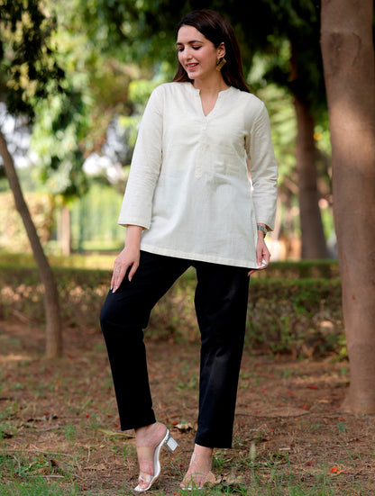 Natural Off White Short Kurti