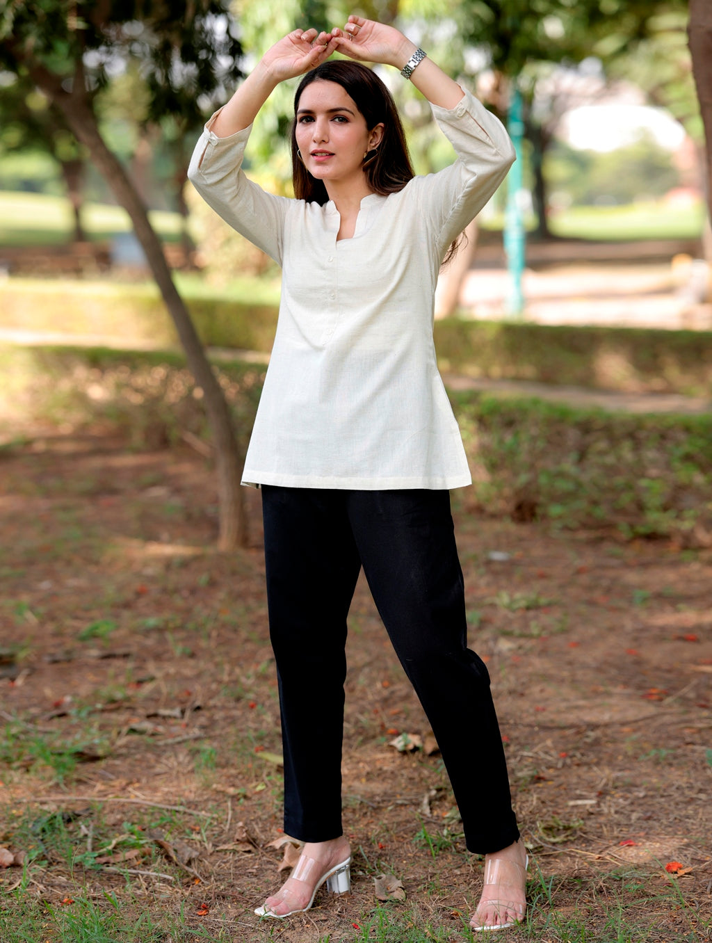 Natural Off White Short Kurti