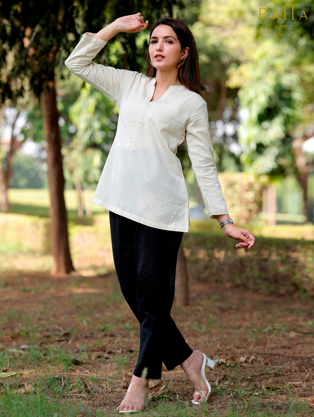 Natural Off White Short Kurti