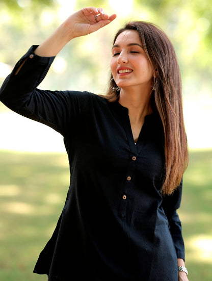 Bold Black Short Kurti