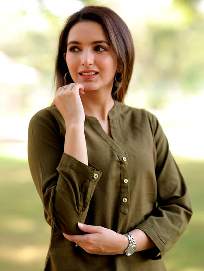 Bottle Green Short Kurti