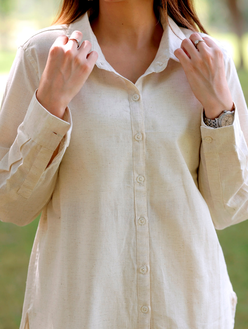 Off White Cotton Linen Shirt