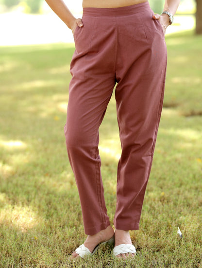 Rose Taupe Cotton Linen Pants