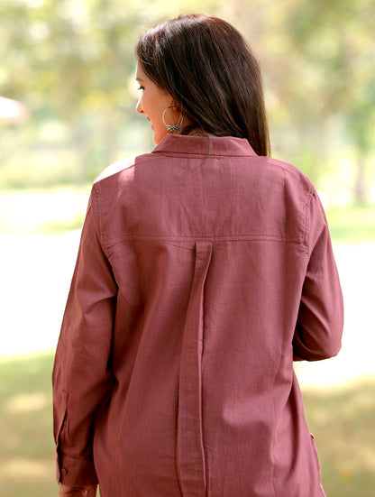 Rose Taupe Cotton Linen Shirt