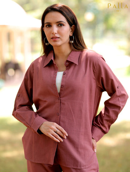 Rose Taupe Cotton Linen Shirt