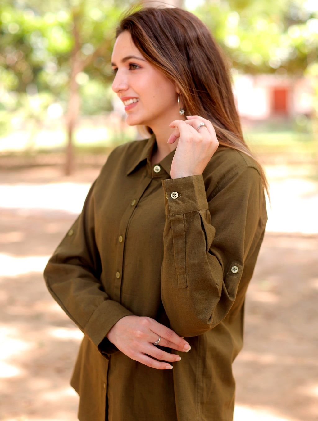 Green Cotton Linen Shirt