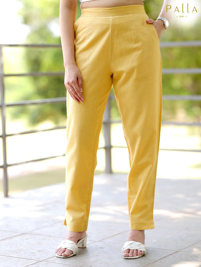 Yellow Cotton Linen Pants