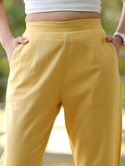 Yellow Cotton Linen Pants