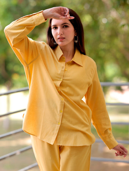 Yellow Cotton Linen Shirt