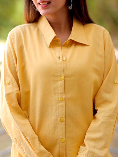 Yellow Cotton Linen Shirt