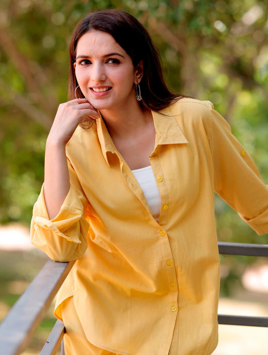 Yellow Cotton Linen Shirt